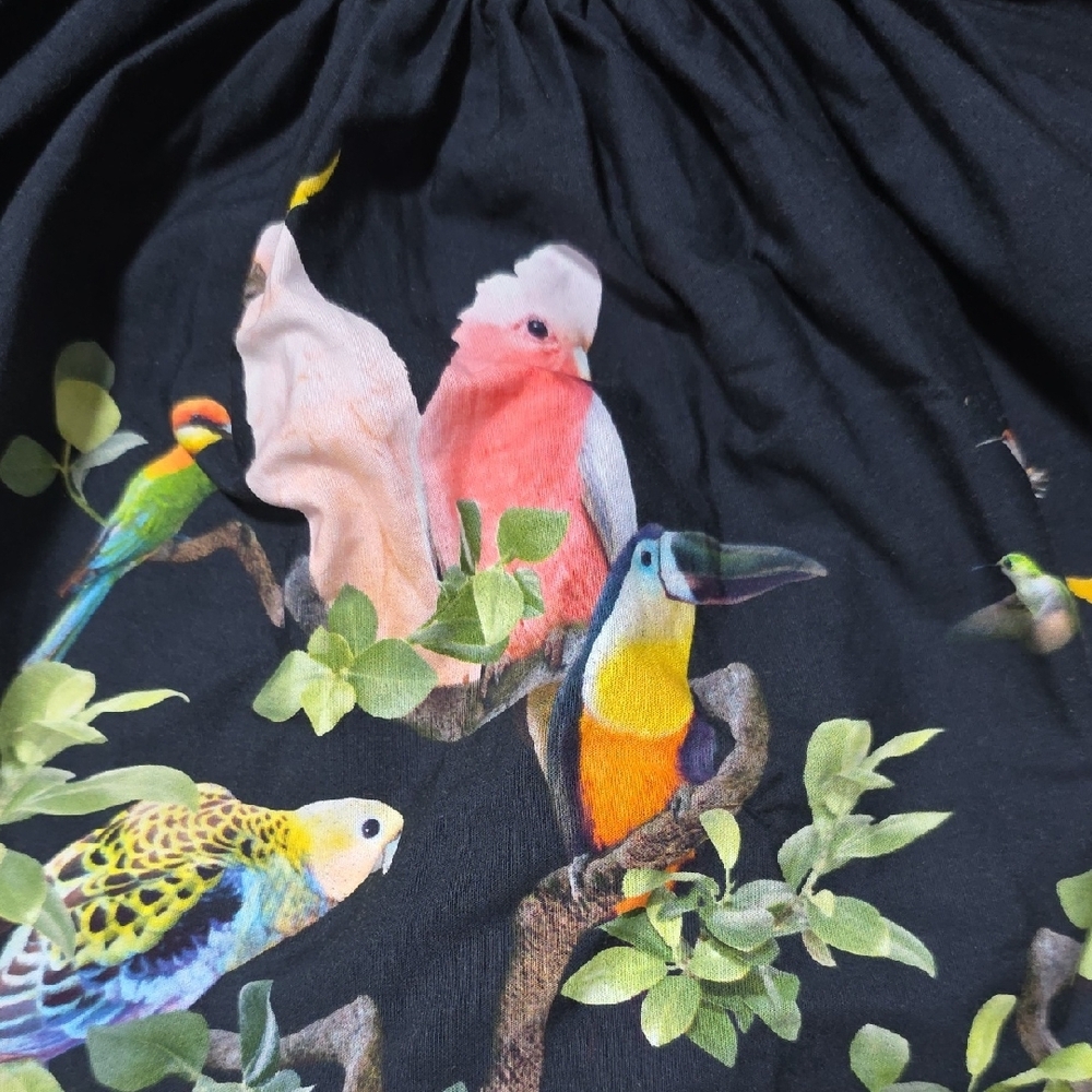 Molo Black Skirt With Colorful Bird Print View 2
